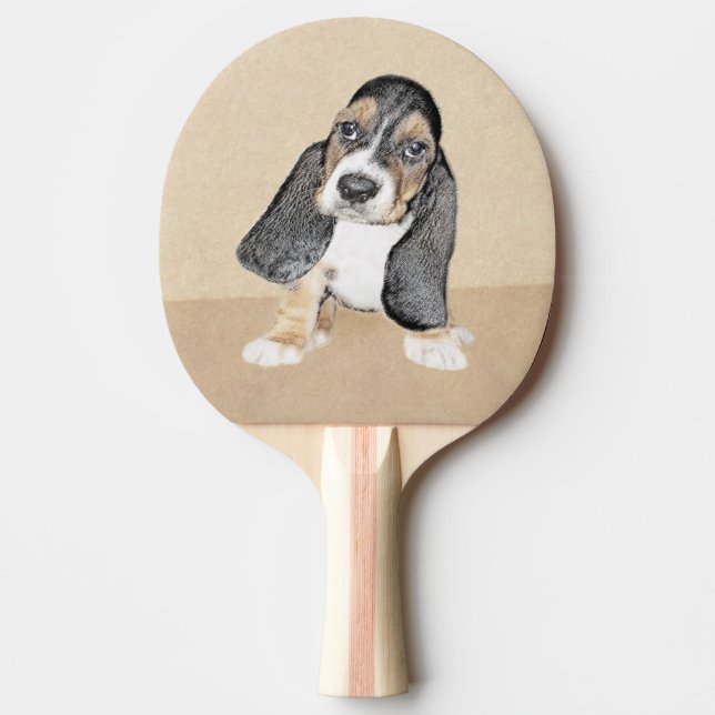 Basset Hound Puppy Painting - Original Hund Art Pingisracket (Framsidan)