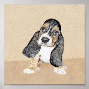 Basset Hound Puppy Painting - Original Hund Art Poster