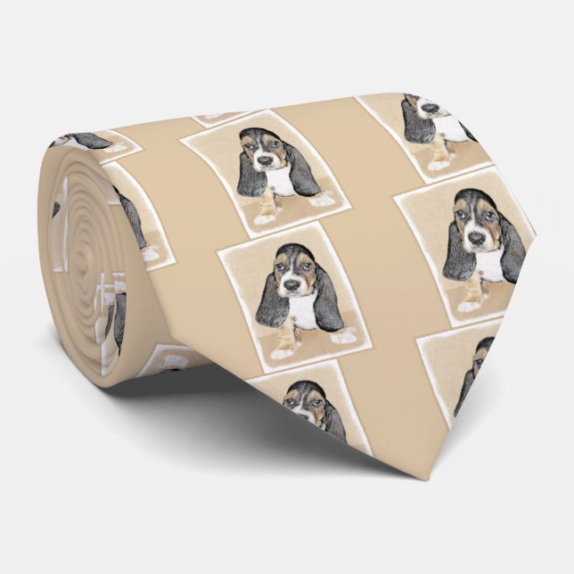 Basset Hound Puppy Painting - Original Hund Art Slips (Rullad)