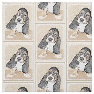 Basset Hound Puppy Painting - Original Hund Art Tyg