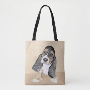Basset Hound Puppy Painting - Original Hund Art Tygkasse