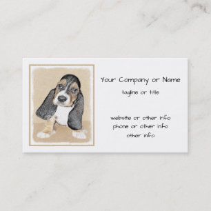 Basset Hound Puppy Painting - Original Hund Art Visitkort