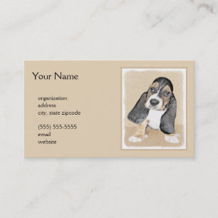 Basset Hound Puppy Painting - Original Hund Art Visitkort