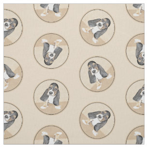 Basset Hound Puppy Painting Tri-färg Cute Hund Art Tyg