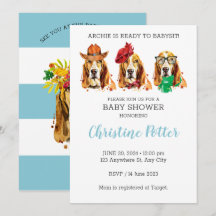 Basset Hound Puppy Theme Baby Shower-inbjudan