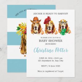 Basset Hound Puppy Theme Baby Shower-inbjudan Inbjudningar
