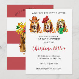 Basset Hound Puppy Theme Baby Shower-inbjudan Inbjudningar