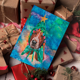 Basset Hound ras hund jul Helg Vykort