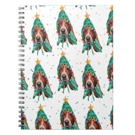 Basset Hound Ras Hund Mönster Stjärnor Jul Anteckningsbok