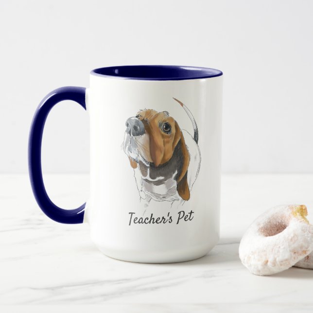 Basset Hound Realistic original Teckning Customize Mugg (Med munk)