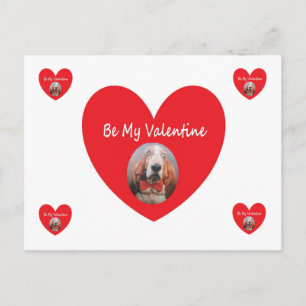 Basset Hound Red Heart är min Valentine Helg Vykort