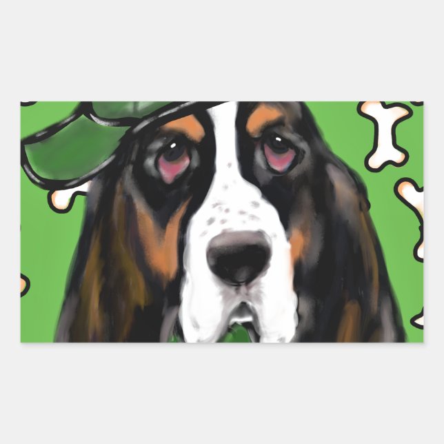 Basset Hound Rektangulärt Klistermärke (Framsida)