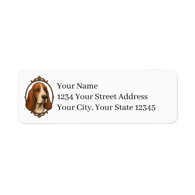 Basset Hound Return Address Labels Returadress Etikett (Framsidan)