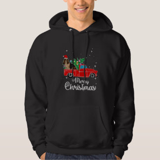 Basset Hound Ride Red Lastbil jul Hoodie