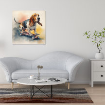 Basset Hound ridskateboard