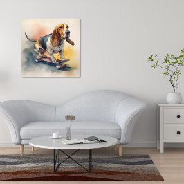 Basset Hound ridskateboard Poster