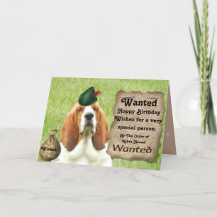 Basset Hound roligt födelsedagskort "Robin Hound" Kort