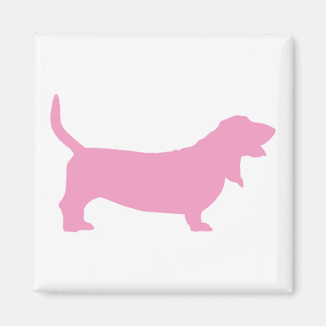 Basset Hound (rosa) Magnet (Framsidan)