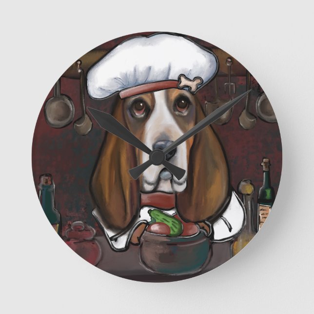 BASSET HOUND RUND KLOCKA (Framsida)