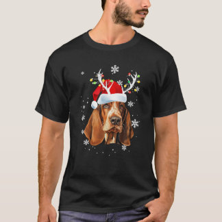 Basset Hound Santa Hat jul Fairy Light T Shirt
