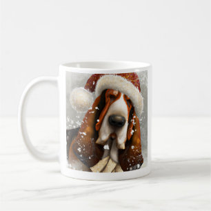 Basset Hound, Santa, julkaffe Mugg
