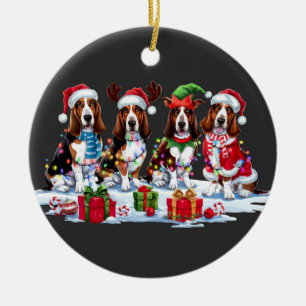 Basset Hound Santa Mattantlers från julljus Julgransprydnad Keramik