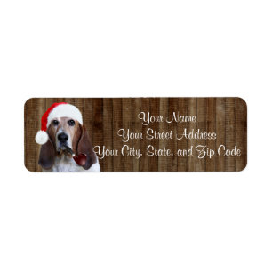 Basset Hound Santa Returadress Etikett