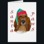 Basset Hound Santa Tassar Hälsningskort<br><div class="desc">Din favoritjultomte hund spelar Jultomten ~ eller Santa Tassar. Den här roligten av AKC hund aveln, Wire Basset Hound, gör en unik julklapp på ett t-shirt, prydnadsbrev, hälsningskort, mugg, klistermärke och mycket, mycket mer!</div>