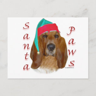 Basset Hound Santa Tassar Helg Vykort