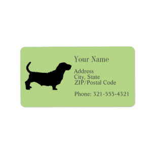 Basset Hound Silhouette Adressetikett