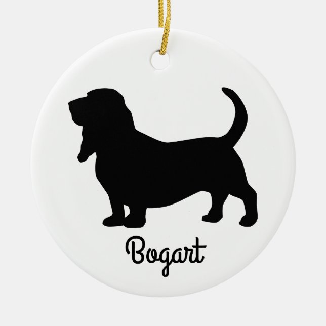 Basset Hound Silhouette Ceramic Ornament (Framsidan)