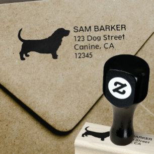 Basset Hound Silhouette Hund älskare Returadress Stämpel