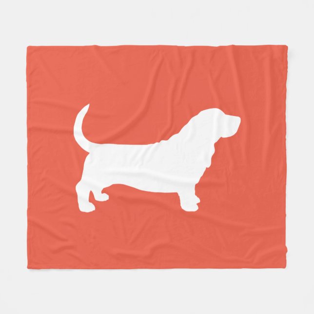Basset Hound Silhouette Mysiga Hund älskare Fleecefilt (Framsidan (Horisontell))
