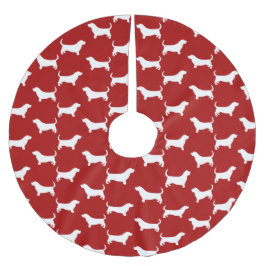 Basset Hound Silhuett Mönster Julgransmatta Borstad Polyester