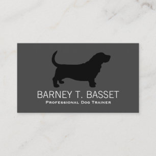 Basset Hound Siluett Svart på Grå Visitkort