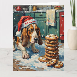 Basset Hound sniffar på julgodisspår hatt Kort