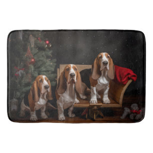 Basset Hound Snöig Släd Jul Dekoration Badrumsmatta