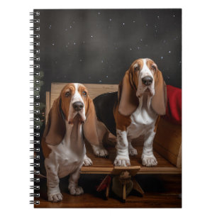 Basset Hound Snöig släde juldekoration Anteckningsbok