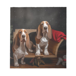 Basset Hound Snowy Sleigh-juldekretet Anteckningsblock