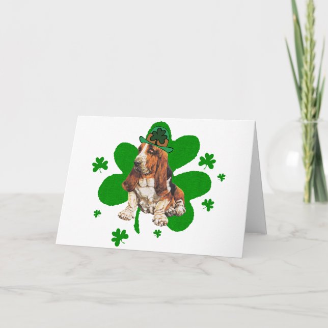 Basset Hound St. Paddys Day Kort (Framsida)
