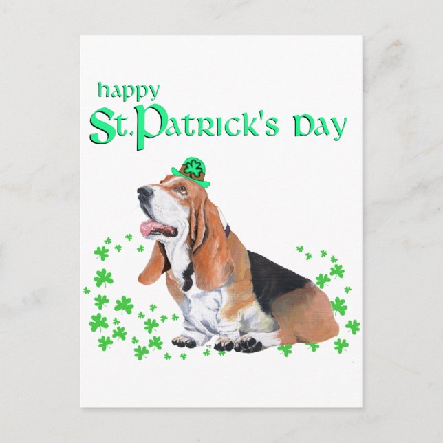 Basset Hound St. Patrick's Day Vykort (Framsida)