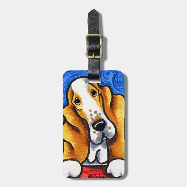 Basset Hound Starry Nght Bagagebricka (Vertikal Framsida)