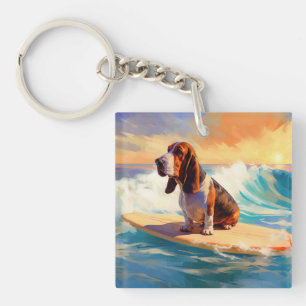 Basset Hound Strand Surfing Målning