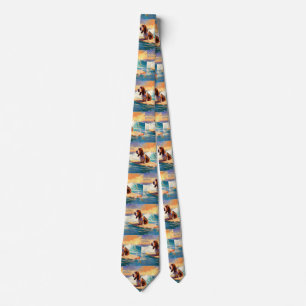 Basset Hound Strand Surfing Målning Slips