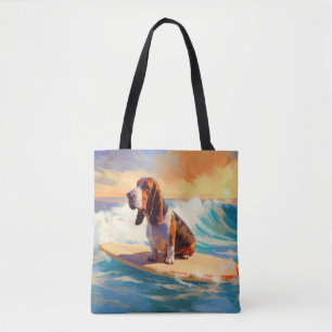 Basset Hound Strand Surfing Målning Tygkasse