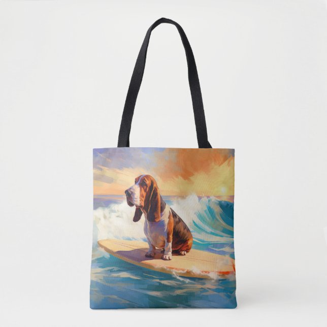 Basset Hound Strand Surfing Målning Tygkasse (Framsida)