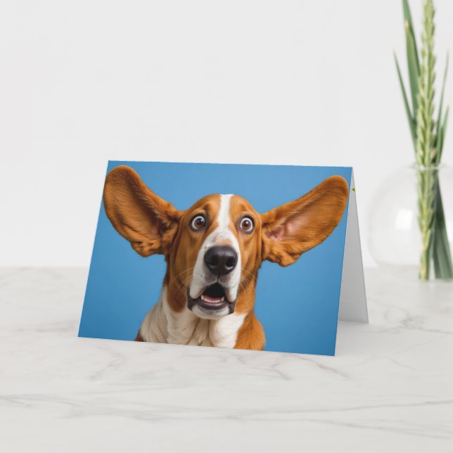 Basset Hound Surprisad födelsedag Kort (Framsida)
