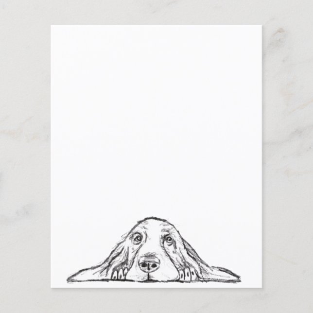 basset hound svart vit enkel valp hund ögon  (Framsida)