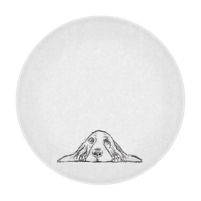 basset hound svart vit enkel valp hund ögon  (Framsidan)