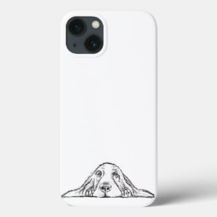 basset hound svart vit enkel valp hund ögon